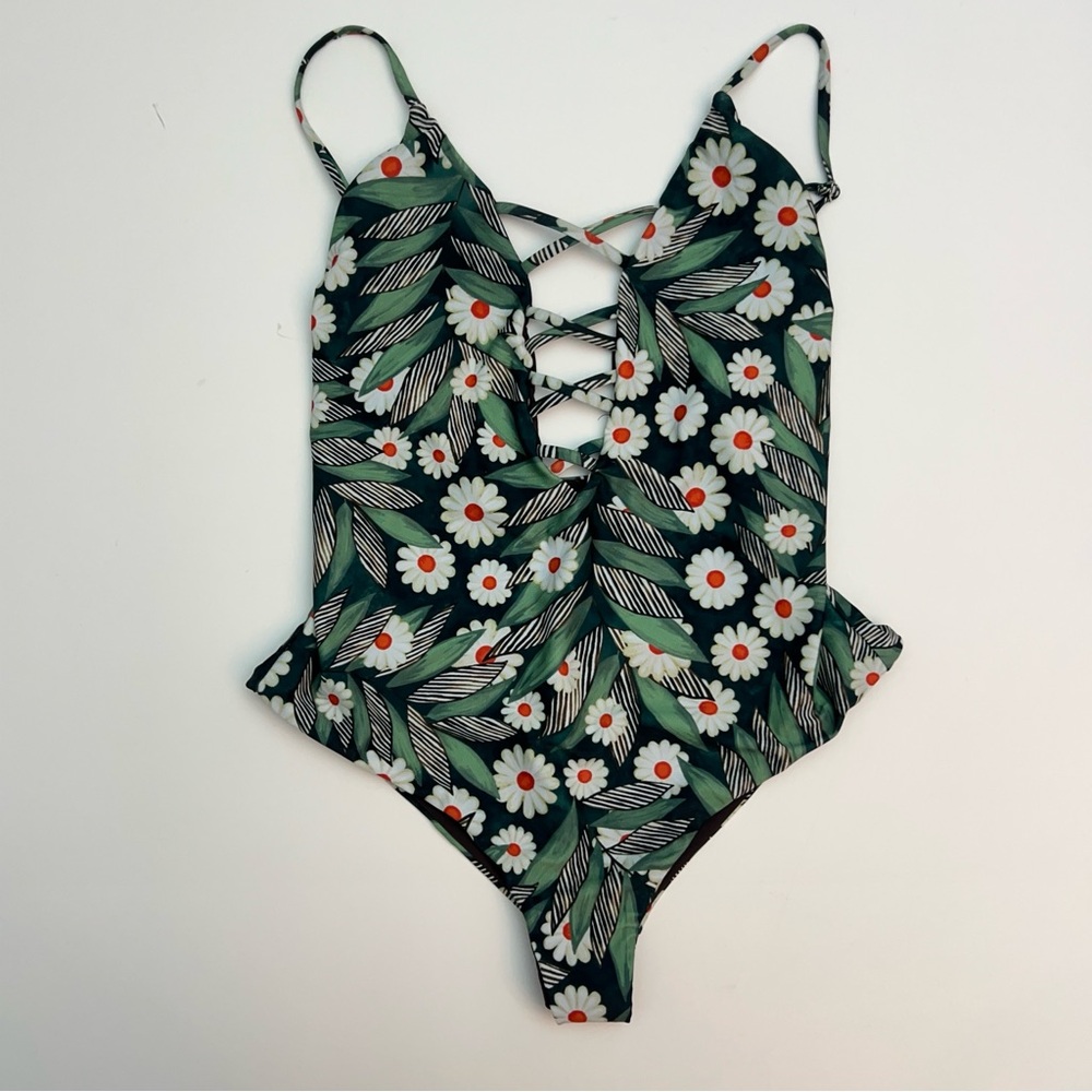 Mara Hoffman Daisy Criss Cross One Piece, Size 6 - Picture 2 of 3